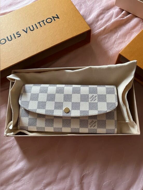 Louis Vuitton Handbags - Louis Vuitton Damier Azur Checkered Canvas Wallet in White and Light Gray